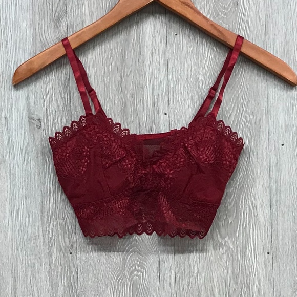 Back2Basics Other - Burgundy Padless Lace Bralette BB104